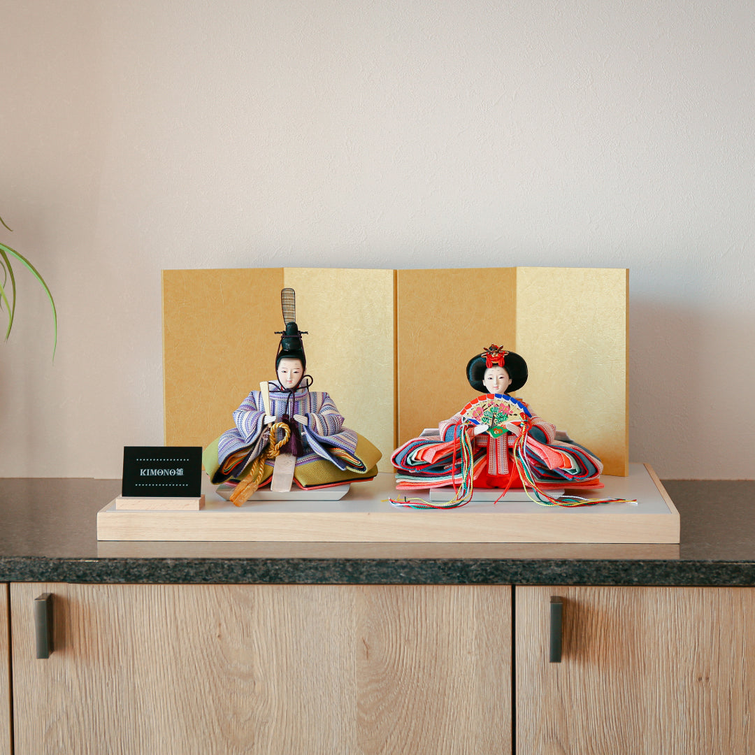 KIMONO Hina 1. Poupées décoratives en toile à rayures pop prince et princesse