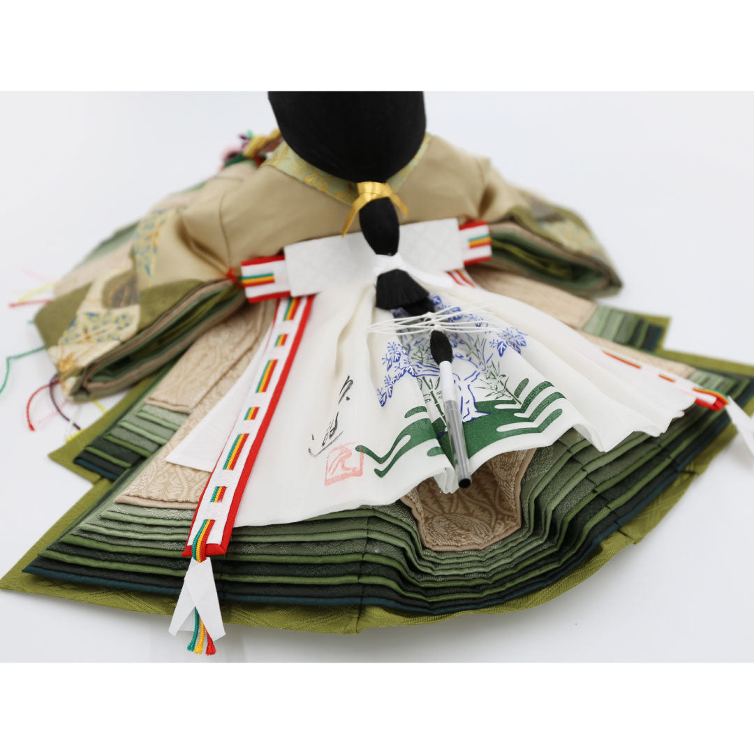三五親王飾り 　極上正絹　切嵌め　清水久遊 158-158　木製金塗平台セット