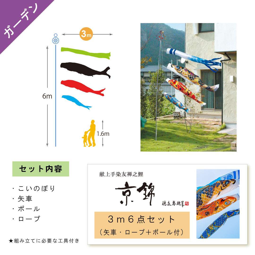 献上手染友禅之鯉【京錦】6点ガーデンセット