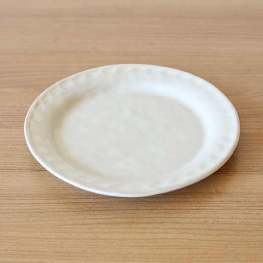 8寸皿 削り 白 陶の杜