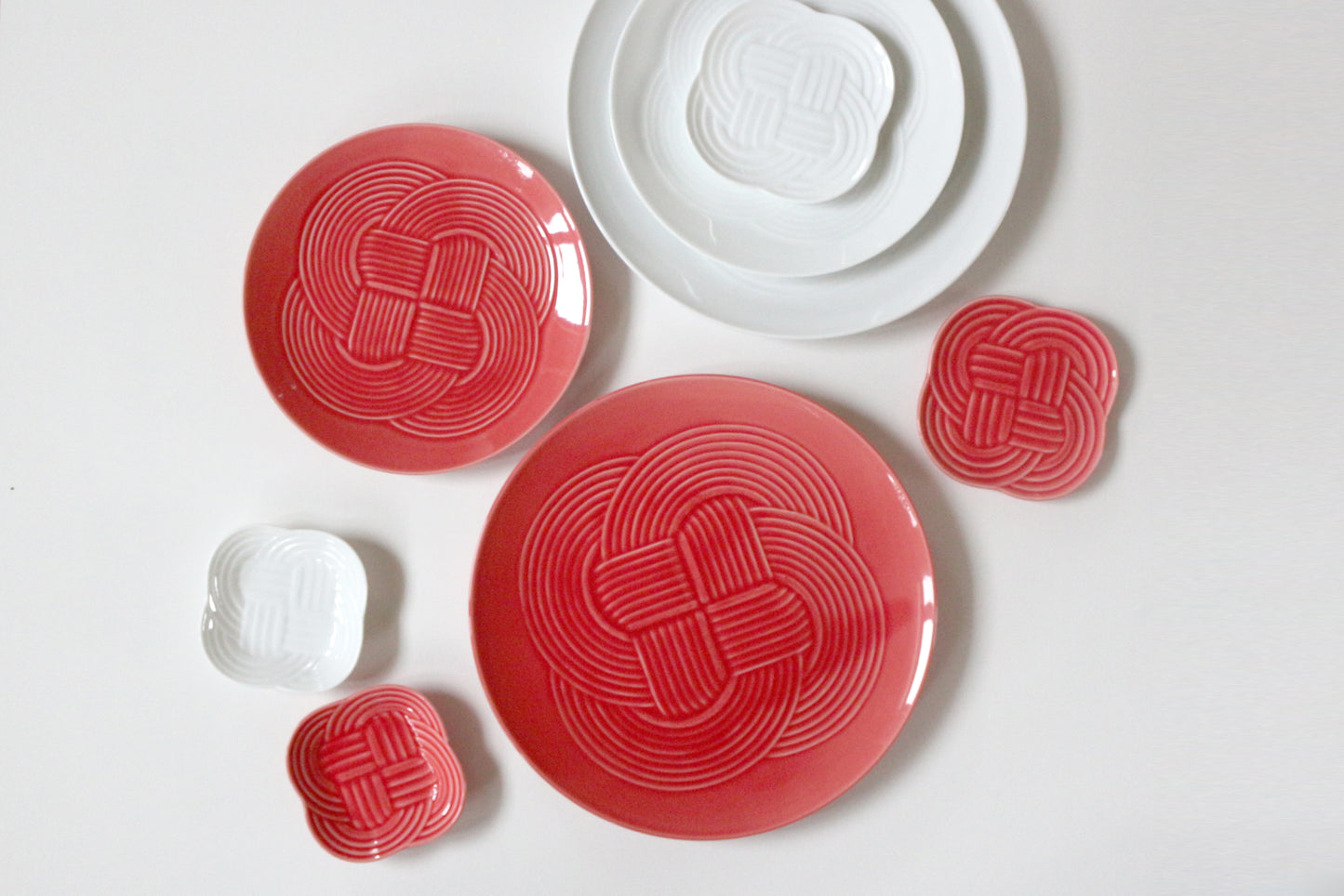 【美濃焼】大皿 梅結び 白