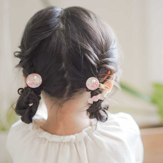 つまみ細工のヘアアクセサリー3つセット＜桃色＞