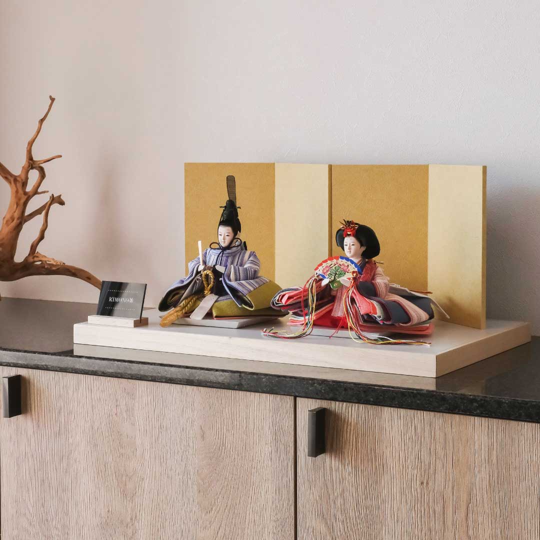 KIMONO Hina 1. Poupées décoratives en toile à rayures pop prince et princesse