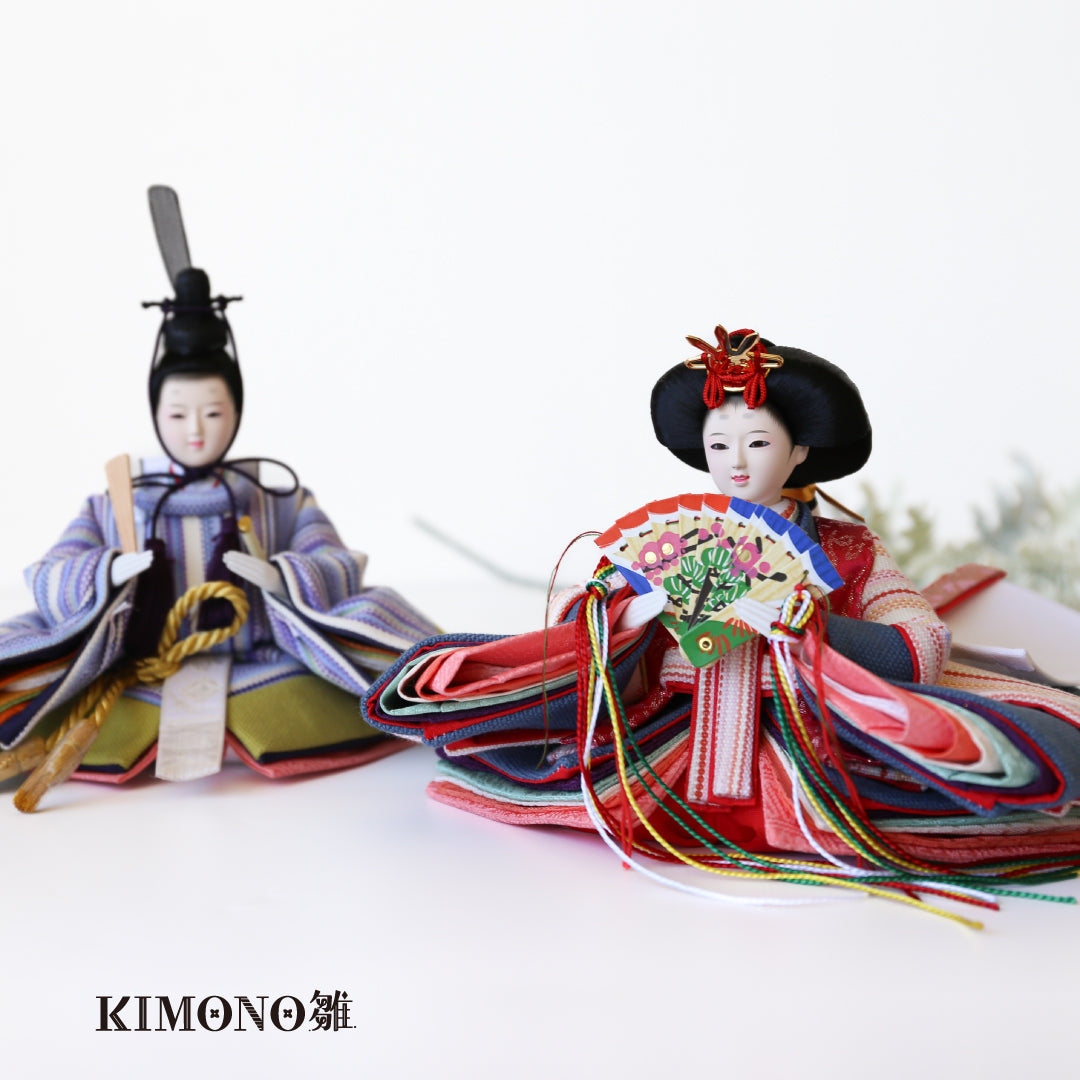 KIMONO Hina 1. Poupées décoratives en toile à rayures pop prince et princesse