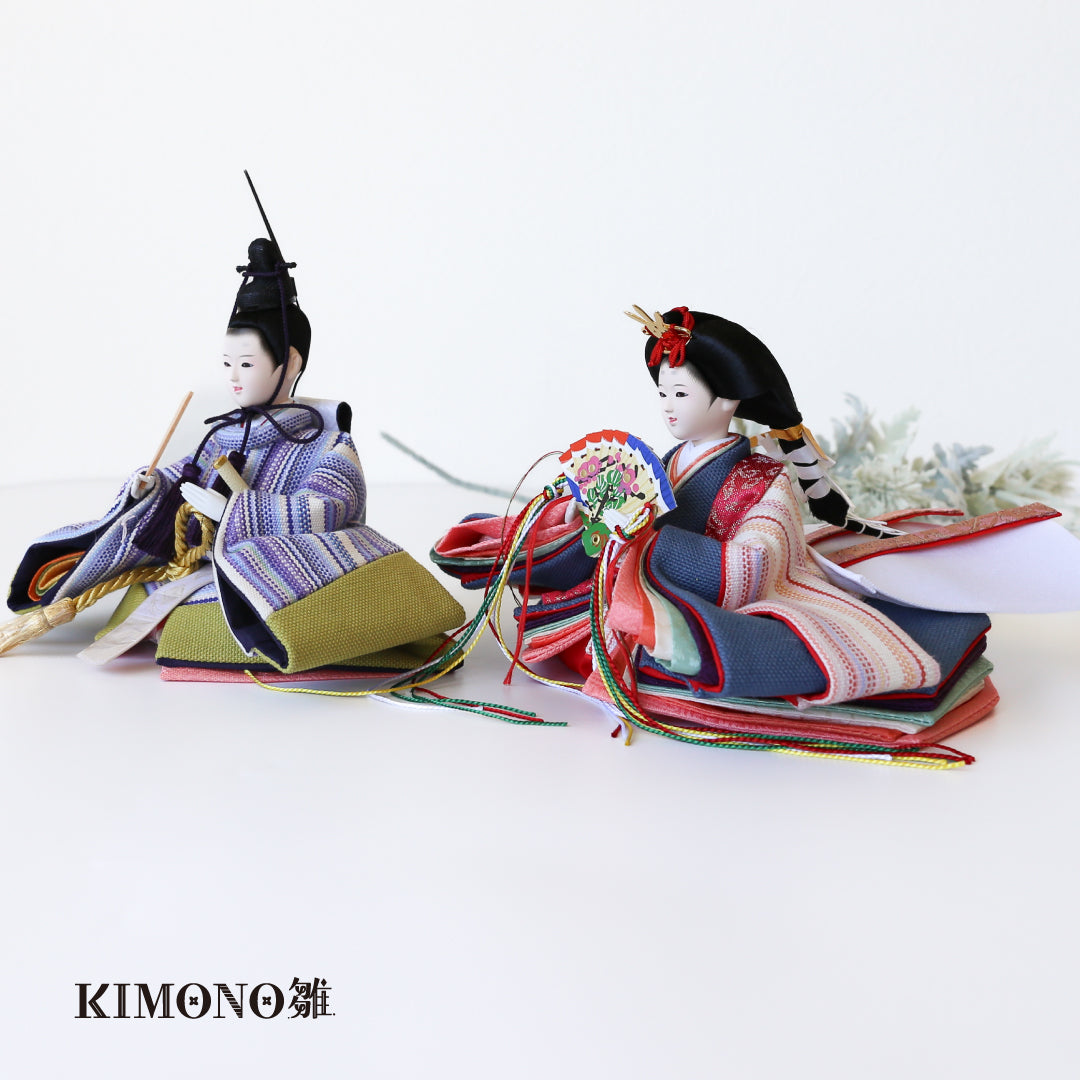 KIMONO Hina 1. Poupées décoratives en toile à rayures pop prince et princesse