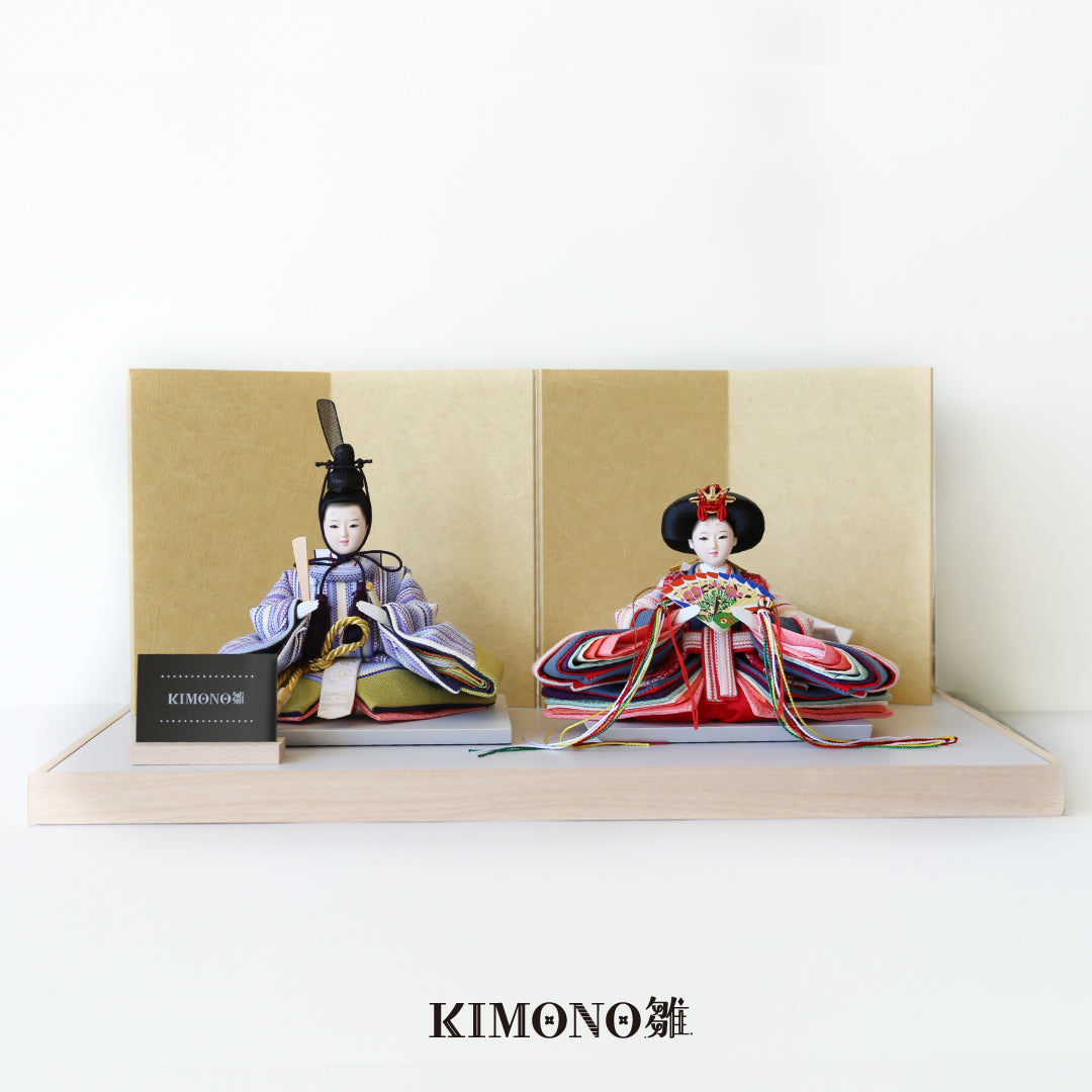 KIMONO Hina Dolls 1. Pop Stripe Prince and Princess Decoration Canvas Hina Dolls
