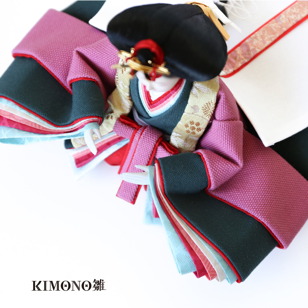 KIMONO Hina 2. Poupées en toile décoratives Prince et Princesse en matériaux vivants