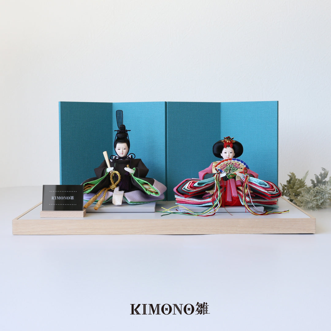 KIMONO Hina 2. Poupées en toile décoratives Prince et Princesse en matériaux vivants