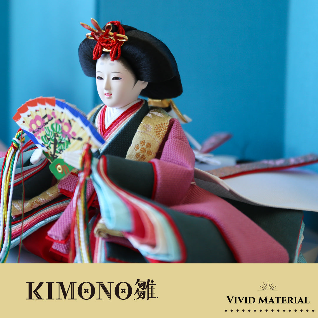 KIMONO Hina 2. Poupées en toile décoratives Prince et Princesse en matériaux vivants