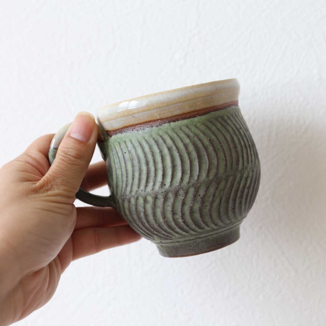 Mug « Vague déferlante » Vert gazon Bukyo
