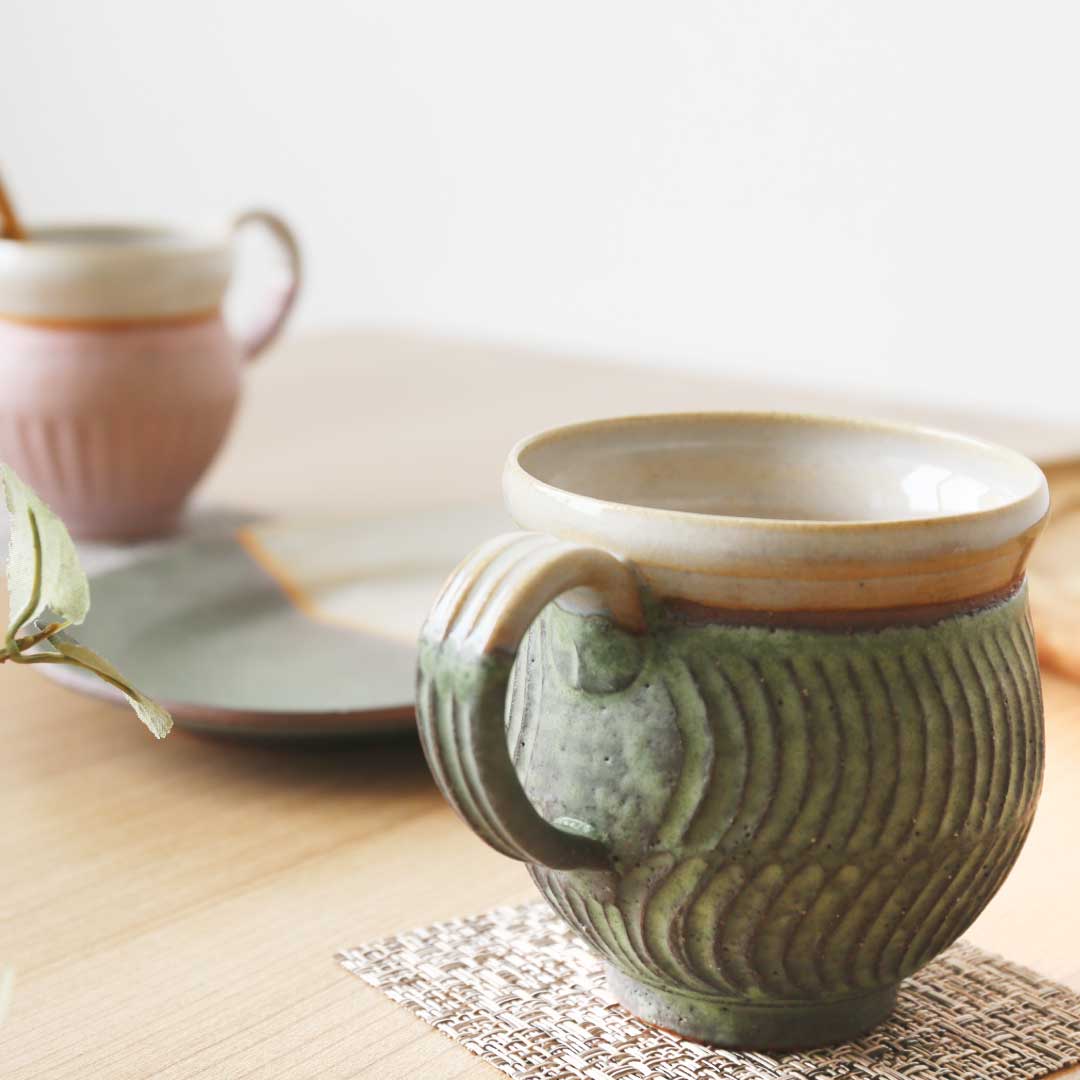 Mug « Vague déferlante » Vert gazon Bukyo