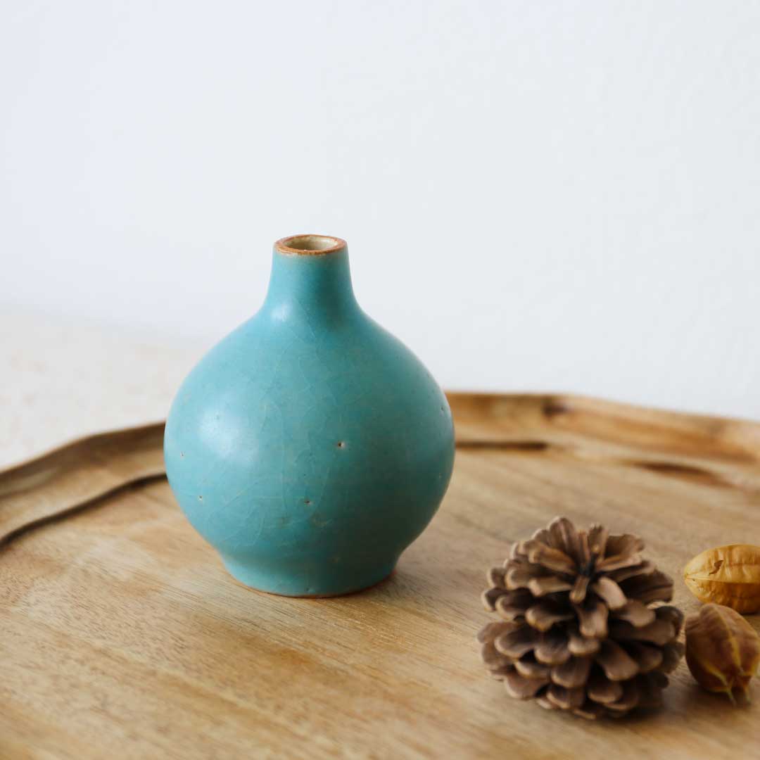 Vase à fleurs, bleu turc, Bukyo