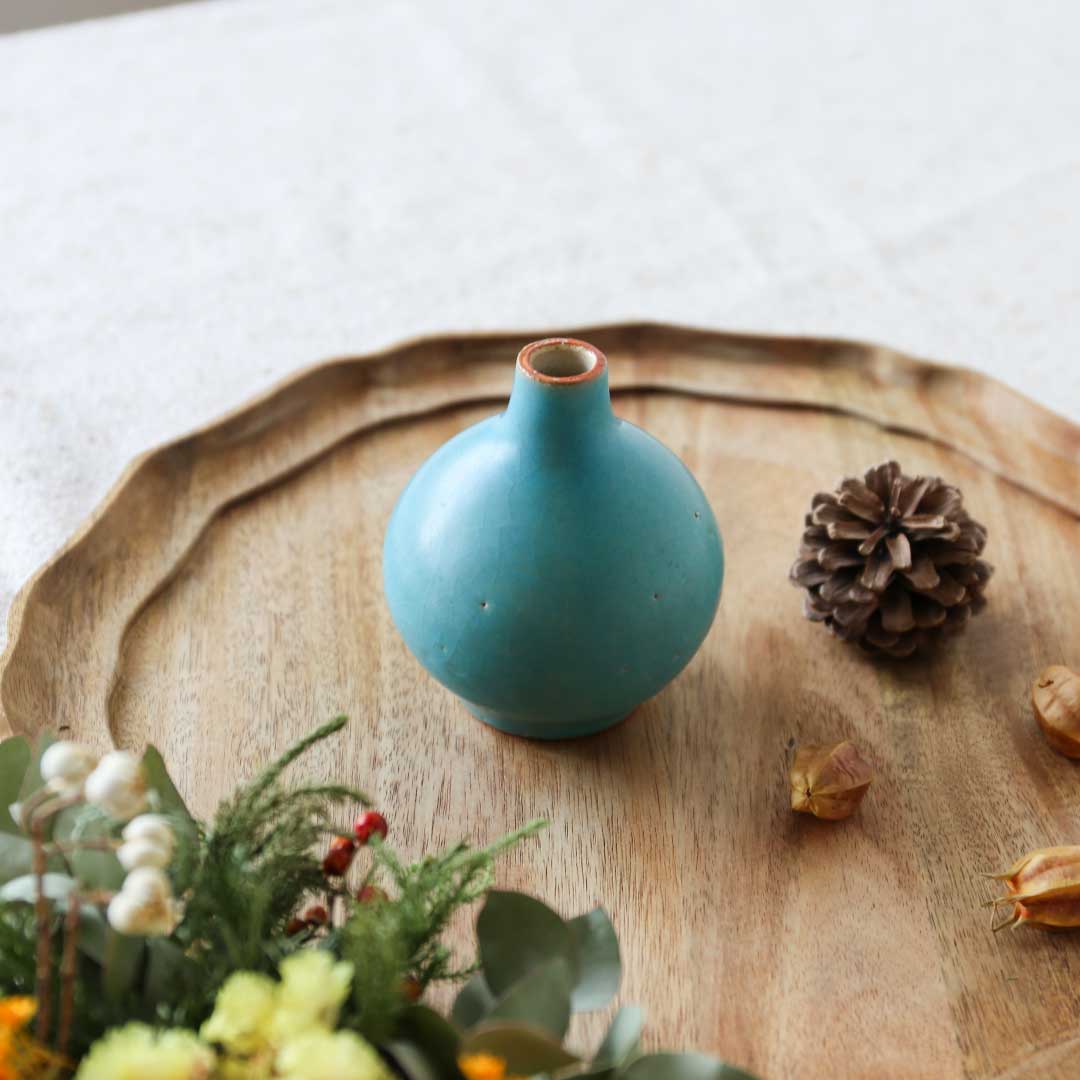 Vase à fleurs, bleu turc, Bukyo