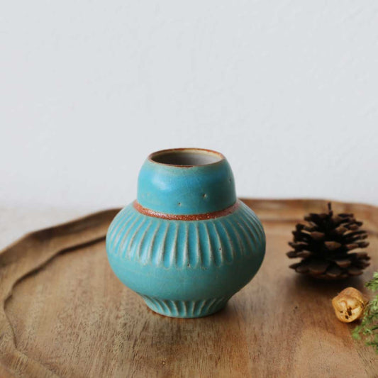 Vase à fleur unique, Shinogi, bleu turc, Bukyo