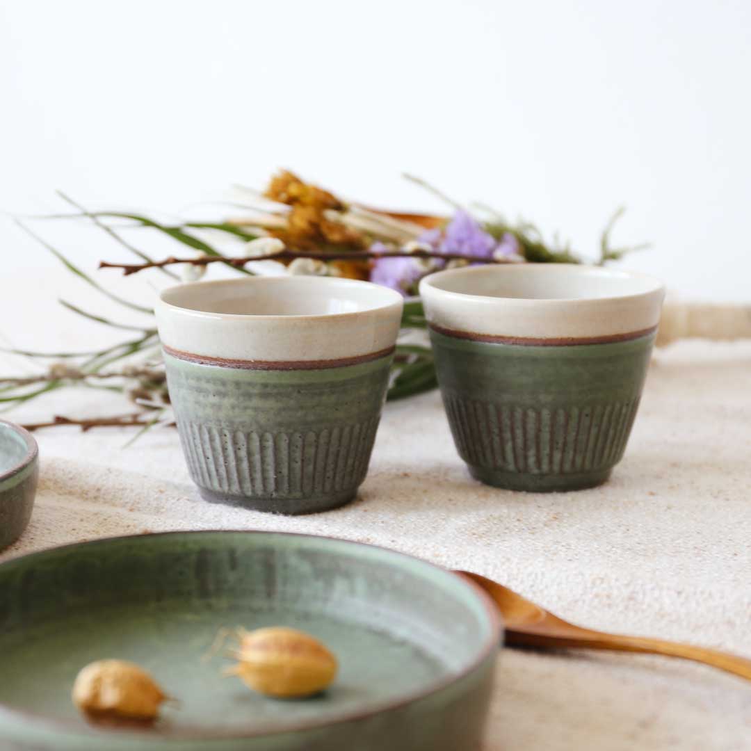 Coffret de tasses gratuit, couleur herbe, Shinogi, four Bukyo, coffret cadeau
