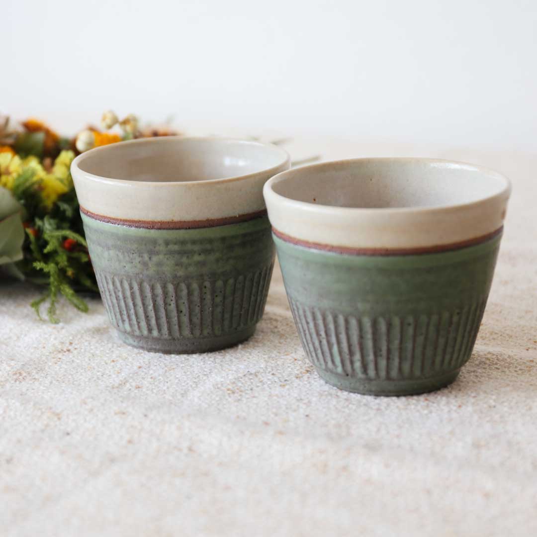 Coffret de tasses gratuit, couleur herbe, Shinogi, four Bukyo, coffret cadeau