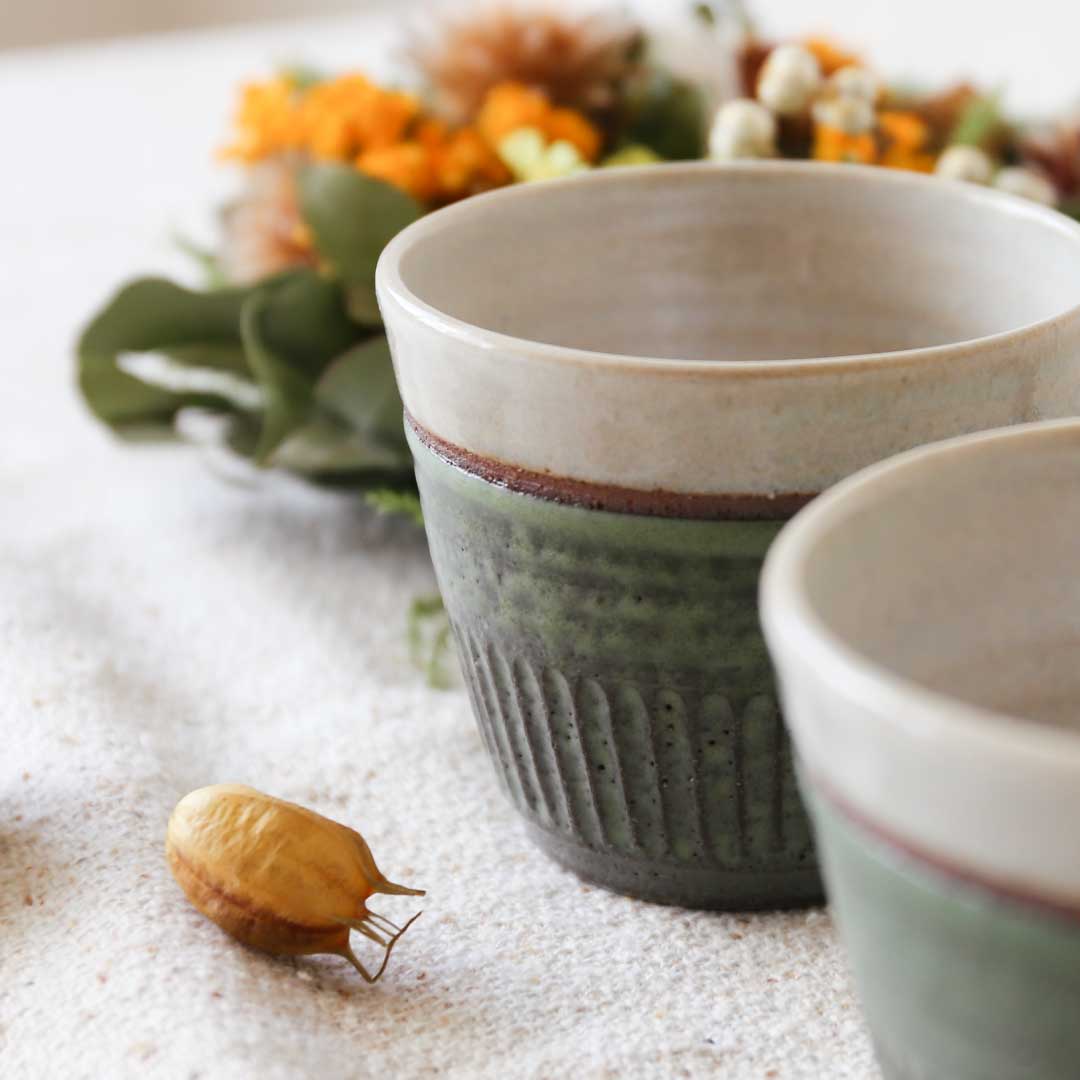 Coffret de tasses gratuit, couleur herbe, Shinogi, four Bukyo, coffret cadeau