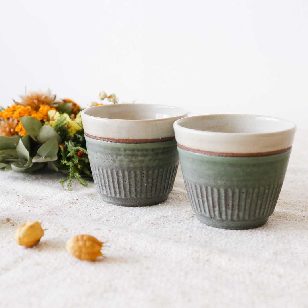 Coffret de tasses gratuit, couleur herbe, Shinogi, four Bukyo, coffret cadeau