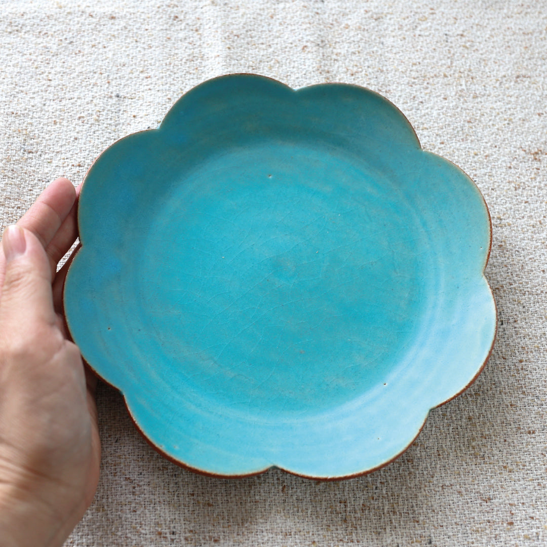 Assiette à fleurs, bleu turc, cadeau pour deux, Bukyo