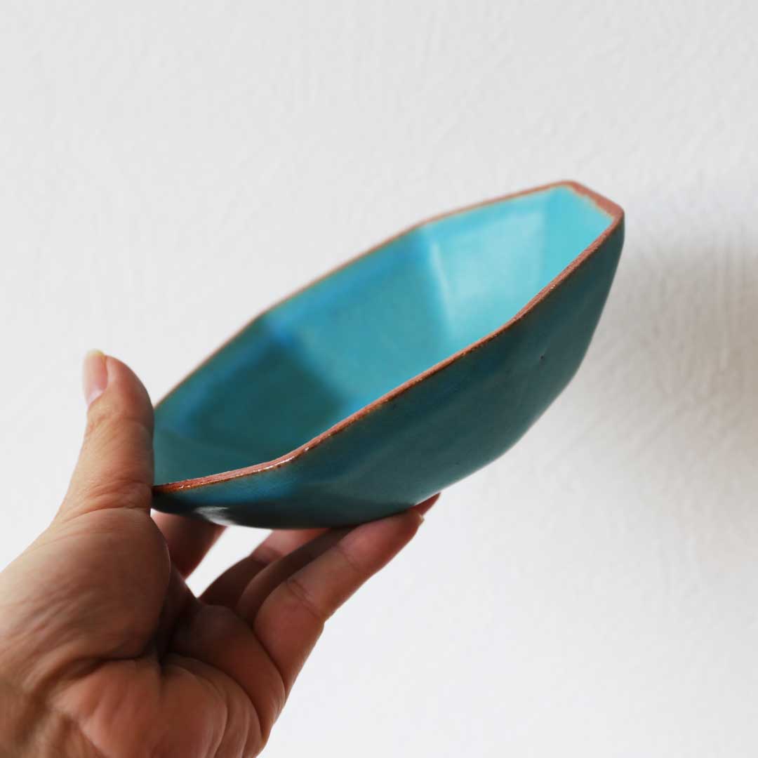 Bol octogonal, bleu turc, four Bukyo