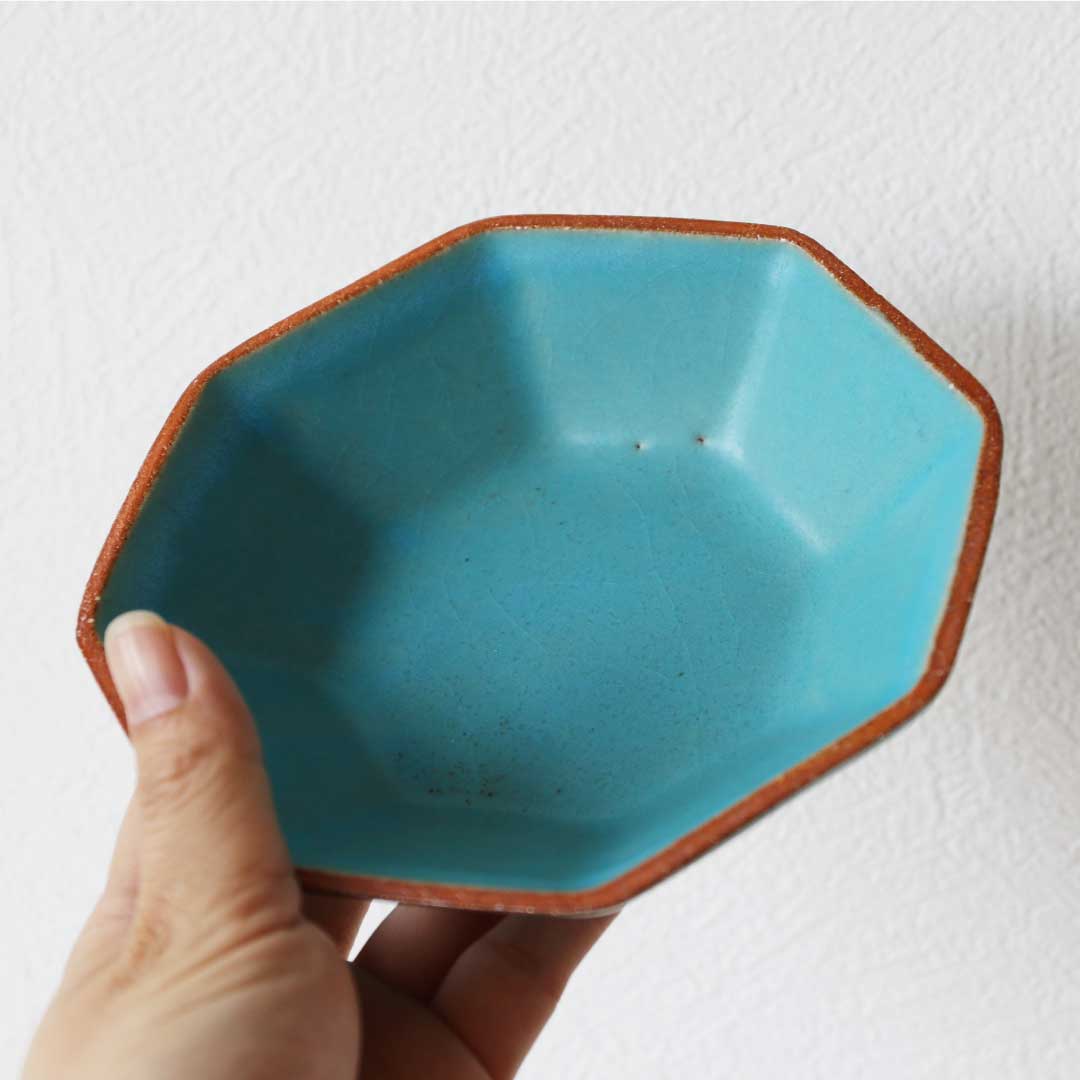 Bol octogonal, bleu turc, four Bukyo