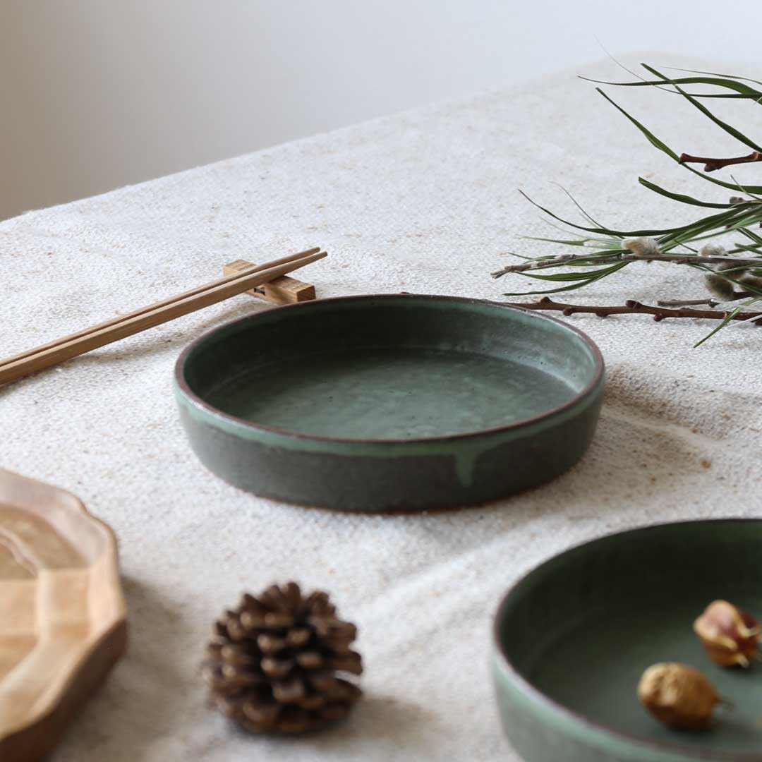 Ensemble de pots de pointe, vert gazon, four Bukyo, coffret cadeau
