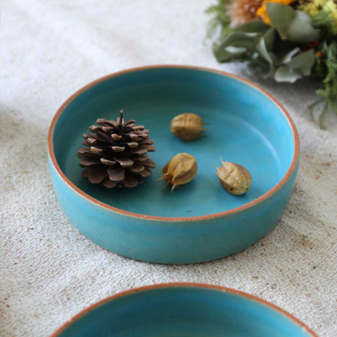 Ensemble de bols à bords tranchants, bleu turc, four Bukyo, coffret cadeau