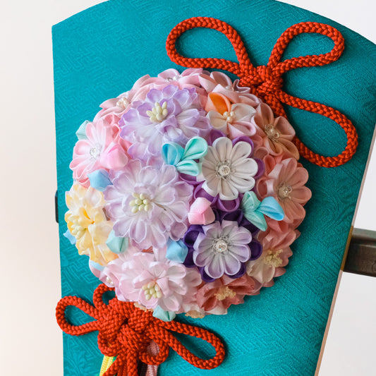 摩耶作 羽子板 13号 久寿玉 【萌】つまみ細工 衝立飾り 羽子板