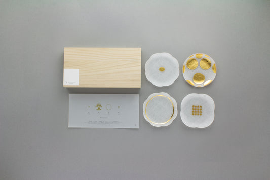 【toumei】箔 まめ皿　木箱入り 4枚入り　益木樹脂