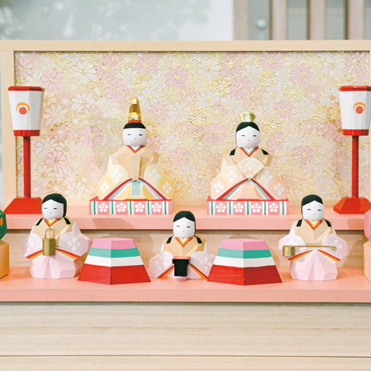 雛人形 伊予一刀彫り【南雲作】 紬 三段 五人飾り