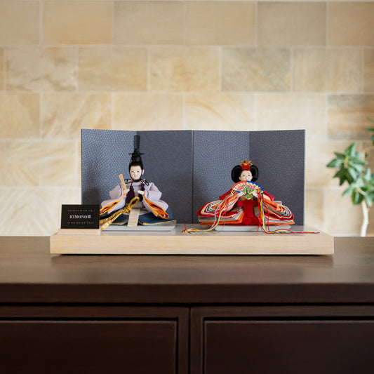 KIMONO Hina Dolls 4. Smokey Grace Prince and Princess Decoration Canvas Hina Dolls