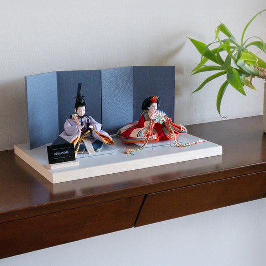 KIMONO Hina Dolls 4. Smokey Grace Prince and Princess Decoration Canvas Hina Dolls