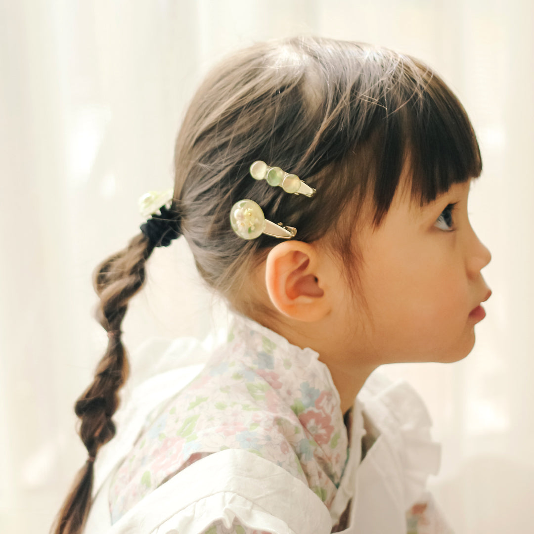 つまみ細工のヘアアクセサリー3つセット<黄色>