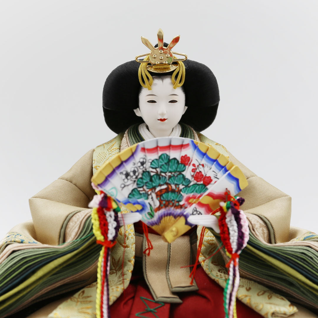 35 Imperial Princes Ornament, Finest Pure Silk, Cut and Fit, Hisayu Shimizu 158-158 Wooden Gold Painted Flat Stand Set 