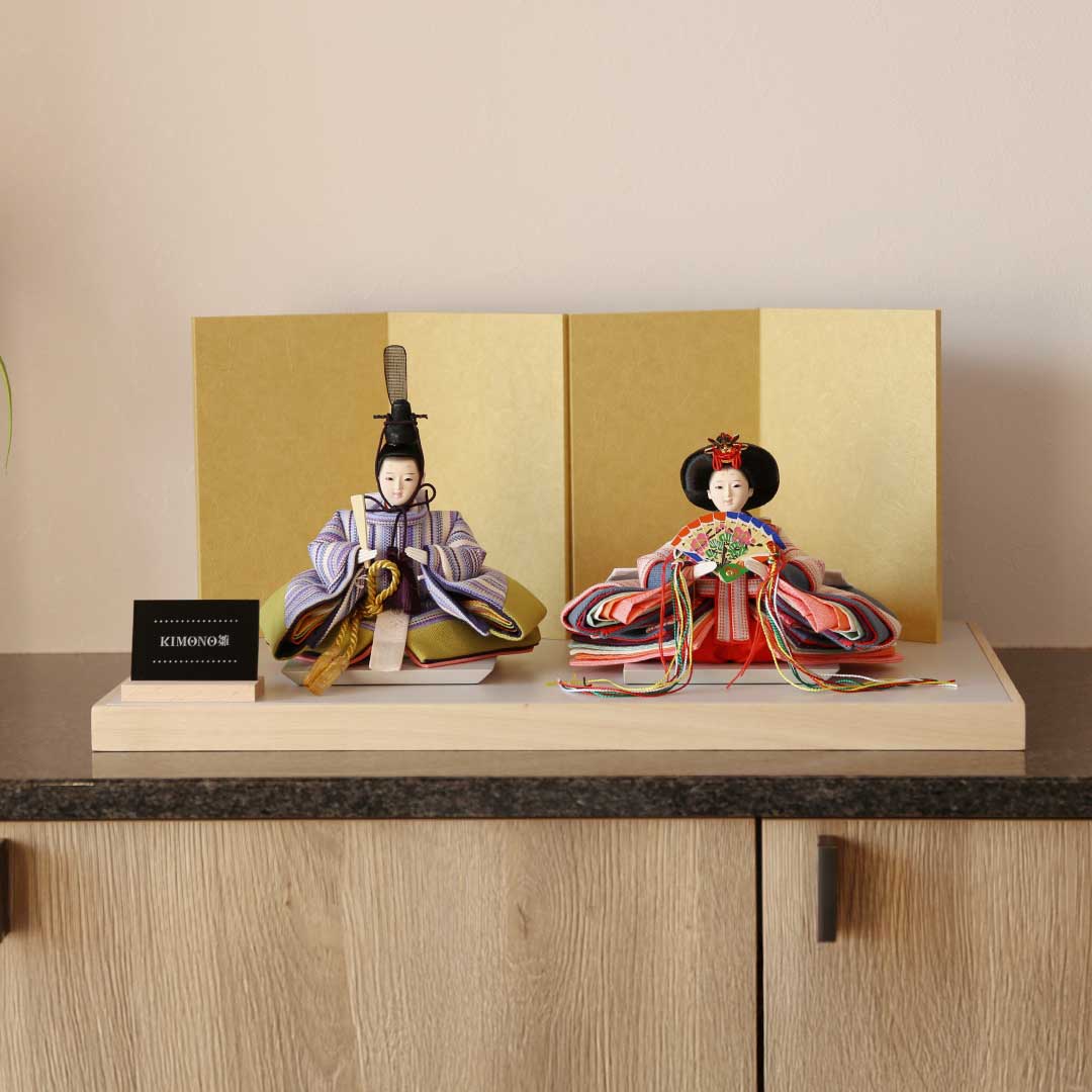 KIMONO Hina Dolls 1. Pop Stripe Prince and Princess Decoration Canvas Hina Dolls 