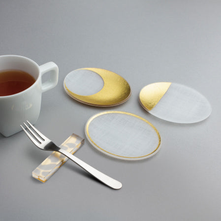[toumei] Gold foil chopstick rest, wooden box, 5 pieces, Masuki Resin