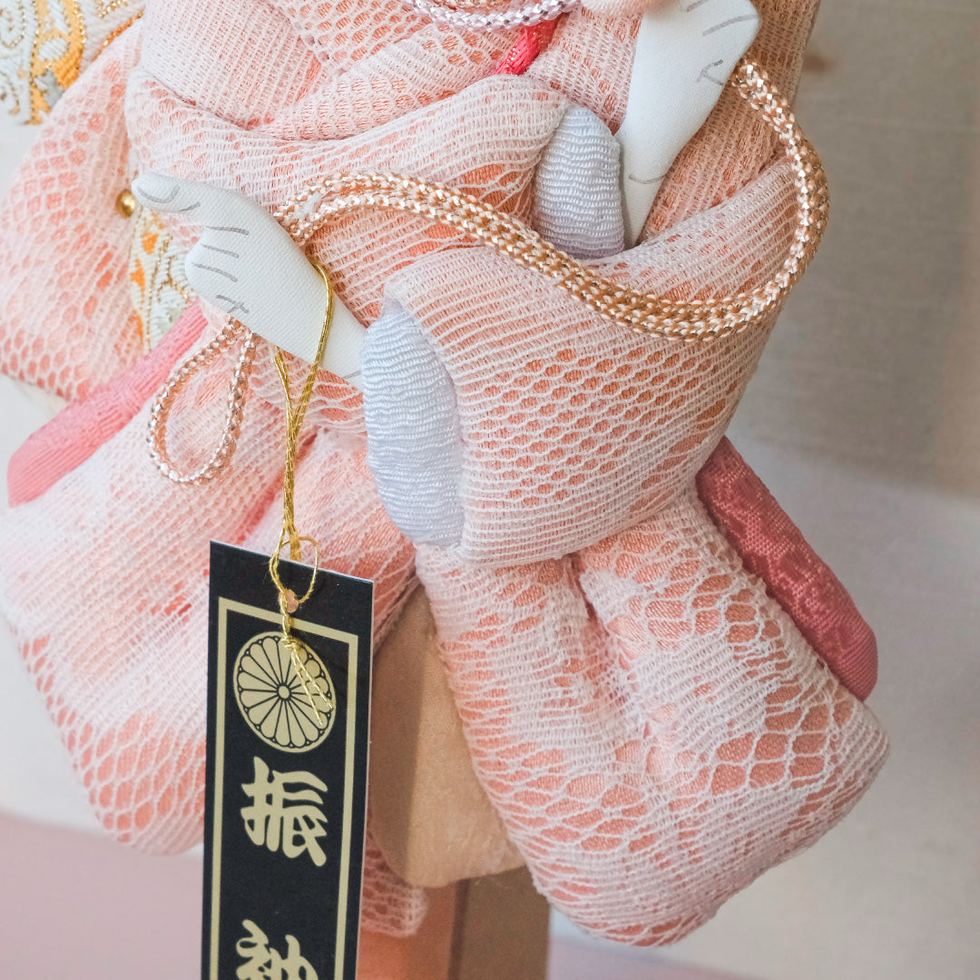 羽子板 鞠 - mari - 　くすみピンク・アクリルケース　押絵羽子板飾り