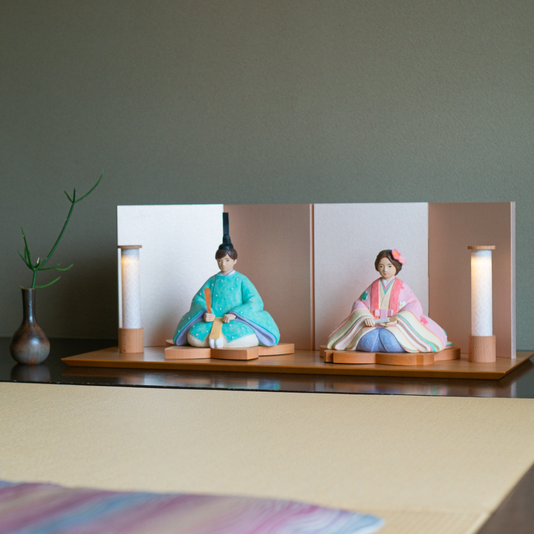 花の宴　桜色屏風とお道具セット　灰原愛の雛人形