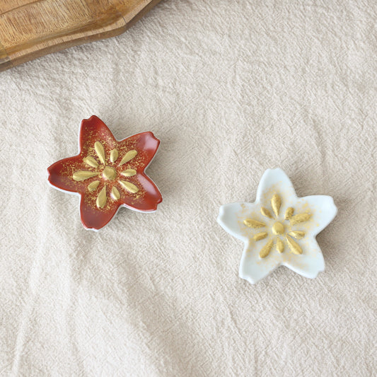 [Nishikawa Teizaburo Shoten] Chopstick rest pair red and white cherry blossoms