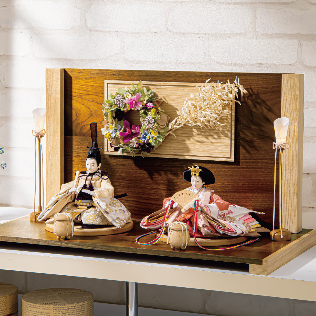 KIMONO Hina Dolls 1. Pop Stripe Prince and Princess Decoration Canvas Hina Dolls 