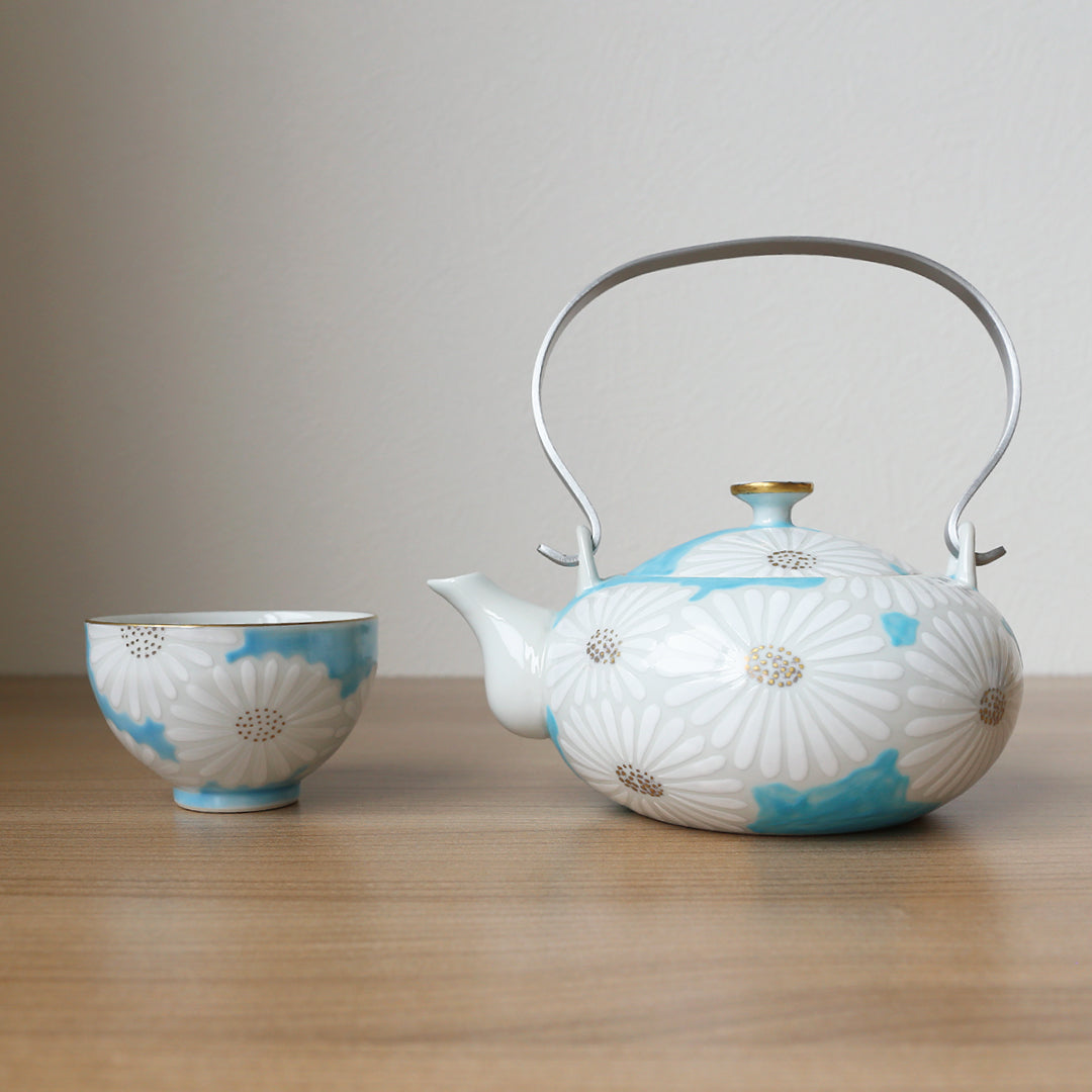 西川貞三郎商店】石瓶 白菊青地 アルミハンドル ｜ 徳永こいのぼり公式