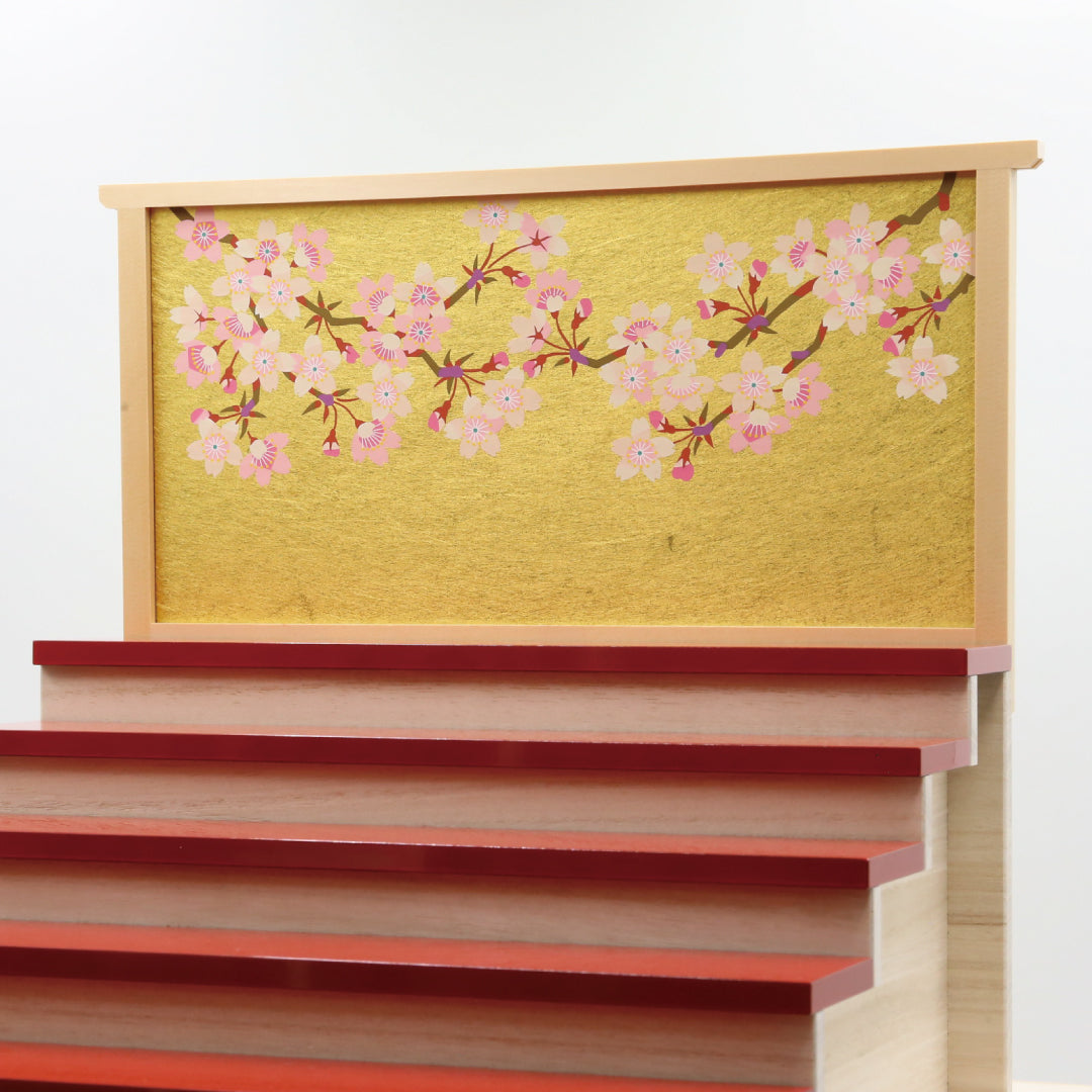 雛人形　伊予一刀彫り さくら雛　五段  十五人飾り【南雲作】