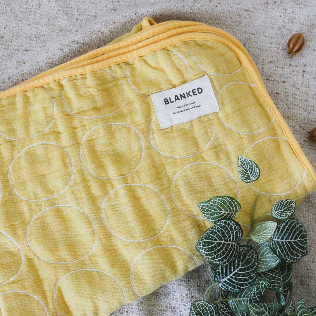 Gauze blanket baby size (TONTON) Soft four-ply gauze yellow [BLANKED] 