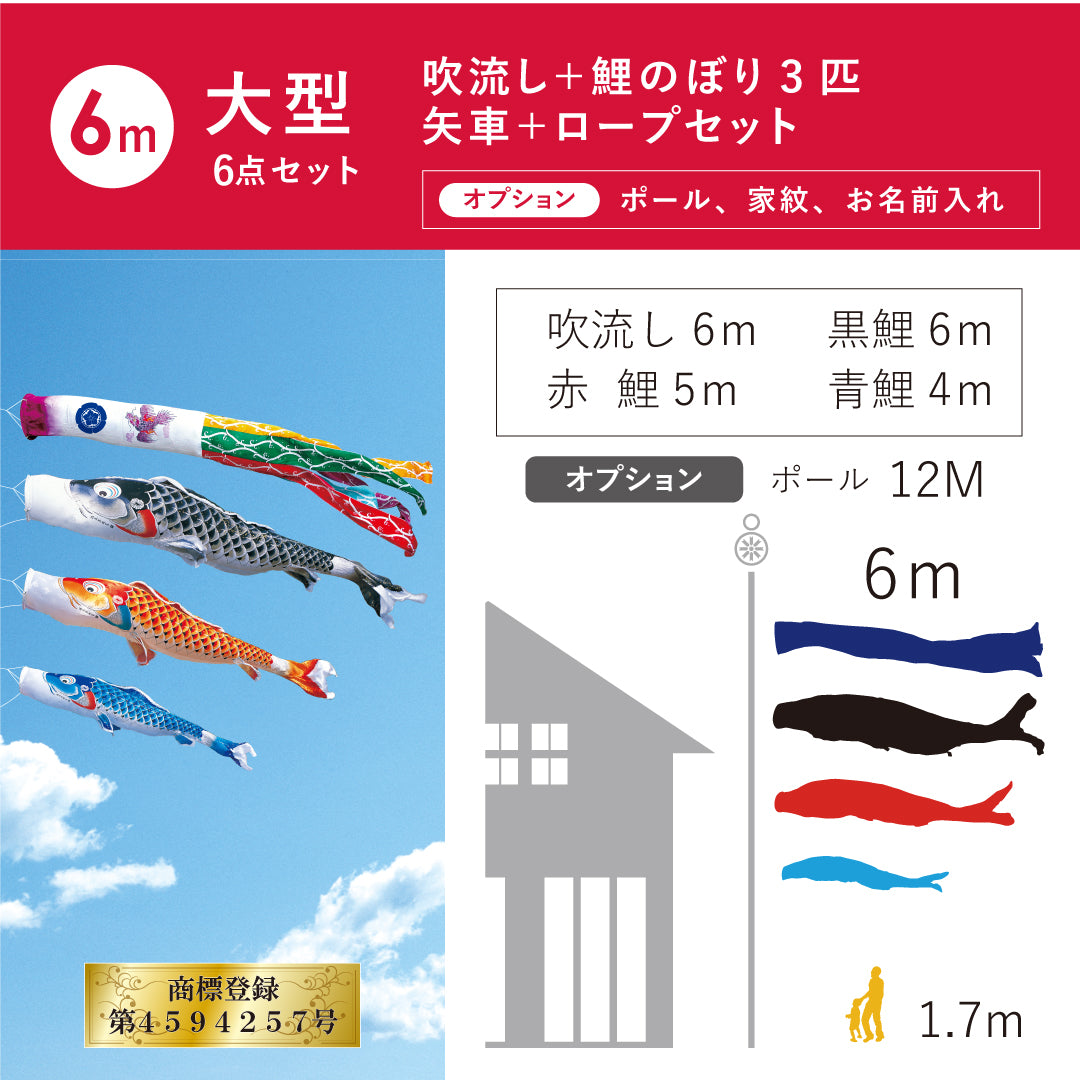 慶祝の鯉【吉兆】大型６点セット
