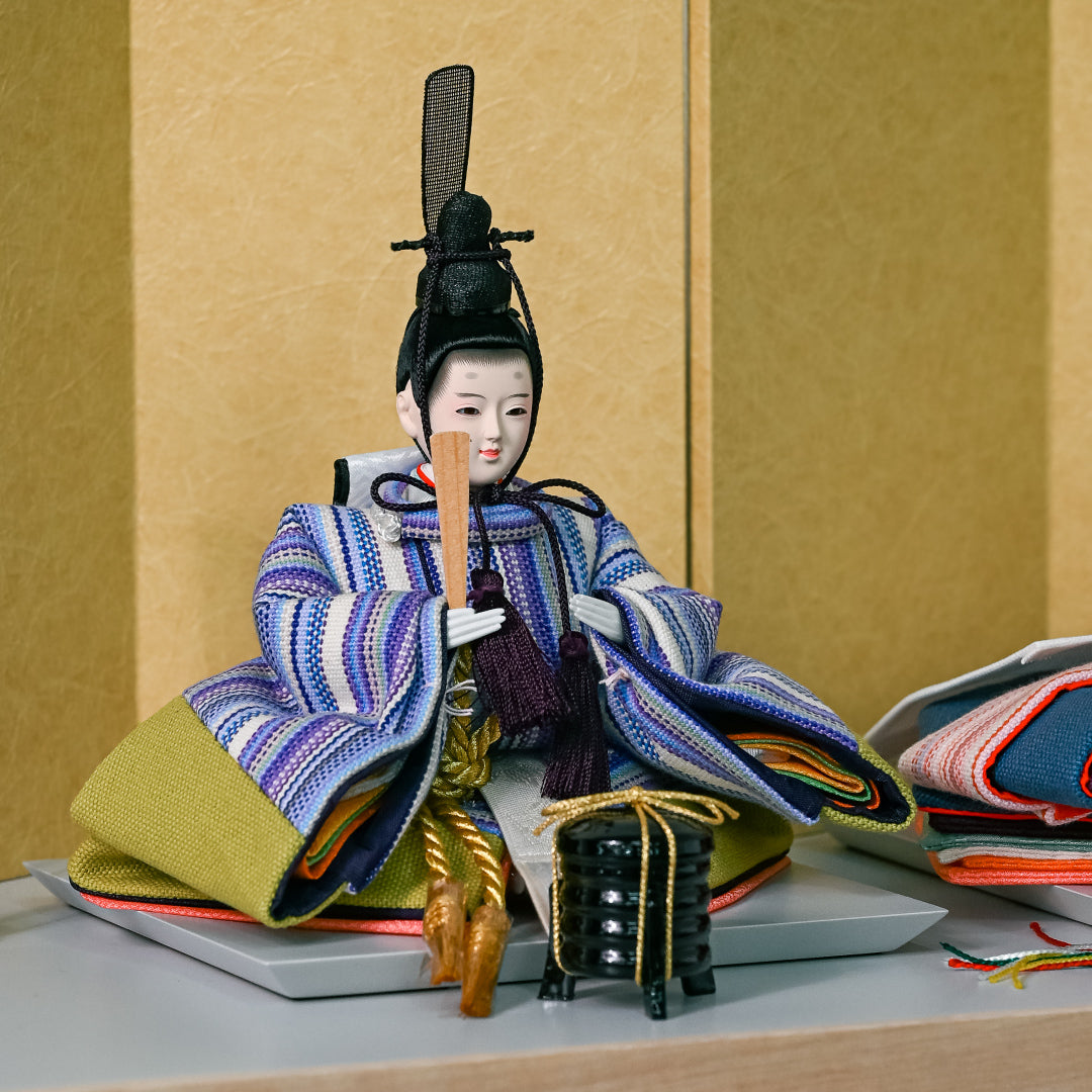 KIMONO Hina Dolls 1. Pop Stripe Prince and Princess Decoration Canvas Hina Dolls 