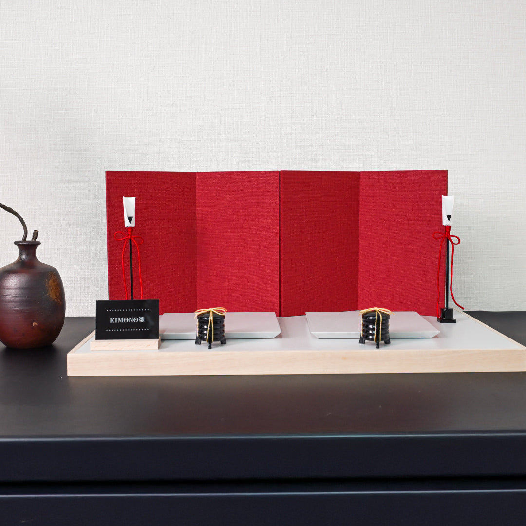 KIMONO Hina Dolls 3. Mode Cherry Prince and Princess Decoration Canvas Hina Dolls 