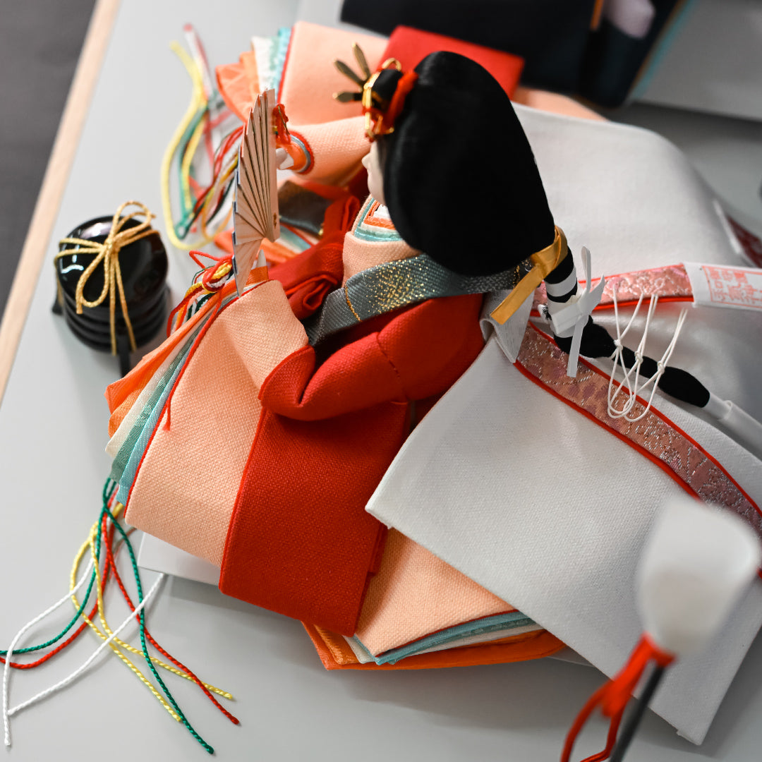 KIMONO Hina Dolls 4. Smokey Grace Prince and Princess Decoration Canvas Hina Dolls 