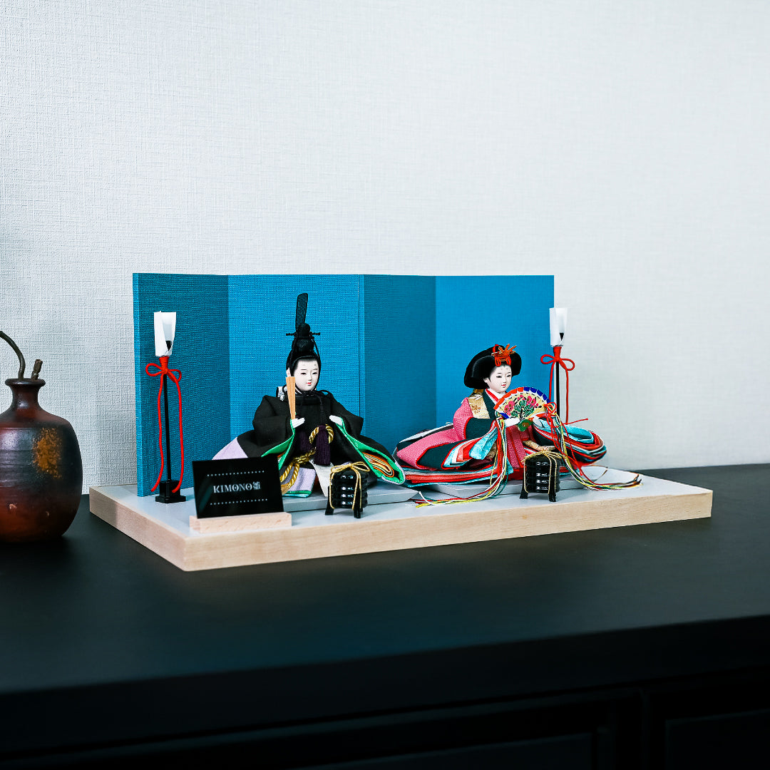 KIMONO Hina 2. Poupées en toile décoratives Prince et Princesse en matériaux vivants 