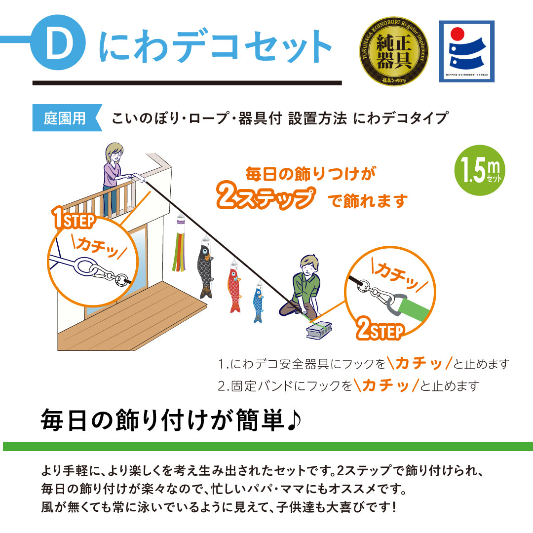 鯉のぼり【錦龍】６点にわデコセット