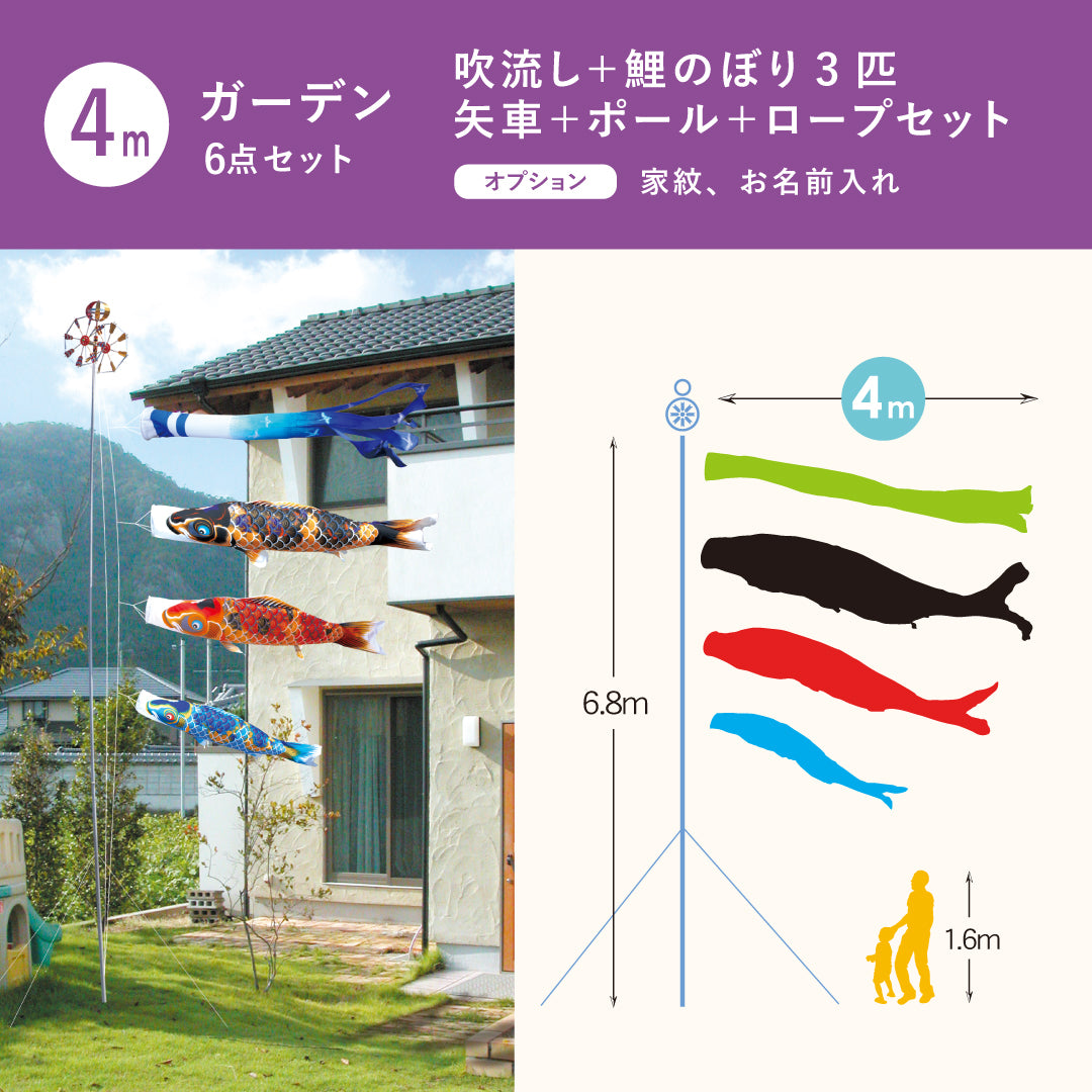 Presented Hand-dyed Yuzen Koi [Kyonishiki] 6-piece Garden Set